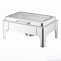 Ensemble de chauffe-plats en verre pour buffet de mariage, luxe, 9L, doré, avec fenêtre de visualisation, pour usage commercial