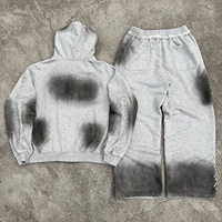 Ensemble de survêtement streetwear SEMETAL pour homme, coupe oversize et baggy, effet délavé à l'acide, brodé, personnalisé, 100% coton épais
