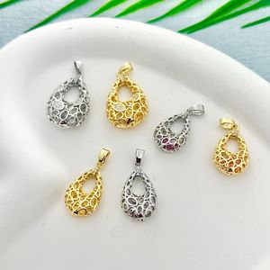 Pendentif de niche européen-américain en alliage de zinc, creux, géométrique, en forme de goutte d'eau, serti à griffes, breloque de collier cadeau - Product Image 2