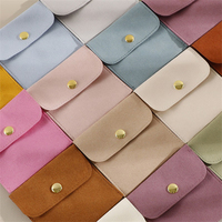 Pochette à Bijoux en Microfibre Personnalisable Anti-Poussière, Petite Enveloppe Pliée avec Rabat Bouton, Sac d'Emballage Pratique pour Bijoux