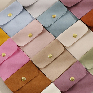 Biểu Tượng Tùy Chỉnh Sợi Nhỏ Đồ Trang Sức Pouch Chống-Bụi Gấp Nhỏ Phong Bì Với Nút Flap Thuận Tiện Đồ Trang Sức Bao Bì Túi - Product Image 2