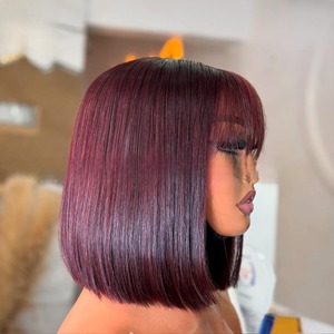 5by5 DD Straight Bob Peluca de cabello humano con flequillo de encaje Peluca con flecos - Product Image 3