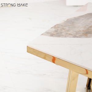 โต๊ะอาหารหรูหราสไตล์สแกนดิเนเวียน ท็อปกระจก โมเดิร์น หรูหรา โต๊ะรับประทานอาหารครบชุด โต๊ะรับประทานอาหารหินอ่อนร่วมสมัย - Product Image 6