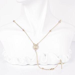 CM 보석 구슬 체인 지르콘 목걸이 금도금 크로스 칼라 산타 유다 로사리오 성모 마리아 14K 가톨릭 묵주 종교 - Product Image 1