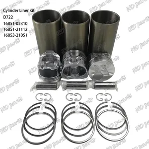 D722 Cylinder Liner 16851-02310 Cylinder Piston 16851-21114 Piston Ring 16853-21050 Con Rod Bush 15261-21980 For Kubota Engine