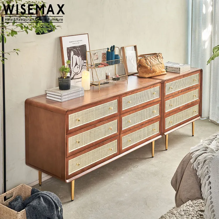 Wisemax mobília francês retrô de madeira sólida, armário com gaveta de armazenamento, combinação, sala de jantar, rattan, peneira, buquê