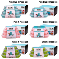 Conteneur de stockage alimentaire pliable en silicone |   Couvercle hermétique compatible avec le réfrigérateur et le micro-ondes |   Ensemble de boîtes de conservation pour la cuisine personnalisables