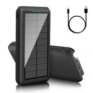 Banque d'alimentation solaire portable pour le camping en plein air, charge rapide, 20000mAh, étanche, micro USB, triple USB, sortie 100W, batterie Li-polymère - Product Image 1