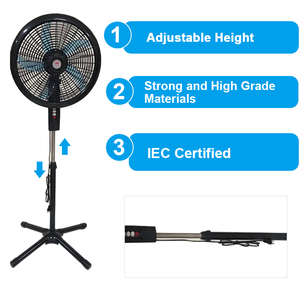 ร้อนขาย18นิ้วบ้านปรับความสูง5ใบพลาสติกมอเตอร์ไฟฟ้าบ้านยืนพัดลมที่มีแสง - Product Image 6