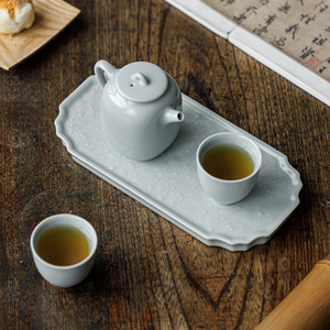 Guanlan Sky Blue Ru Kiln Ceramic <b>Tea</b> Tray Porcelain Dry Brewing Pad Teapot Holder For <b>Tea</b> <b>Set</b> Accessories - Product Image 4