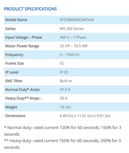 Delta MS300 VFD38AMS43AFSHA 380-480V 3 เฟส 18.5 กิโลวัตต์ 25 แรงม้า VFD - Product Image 2