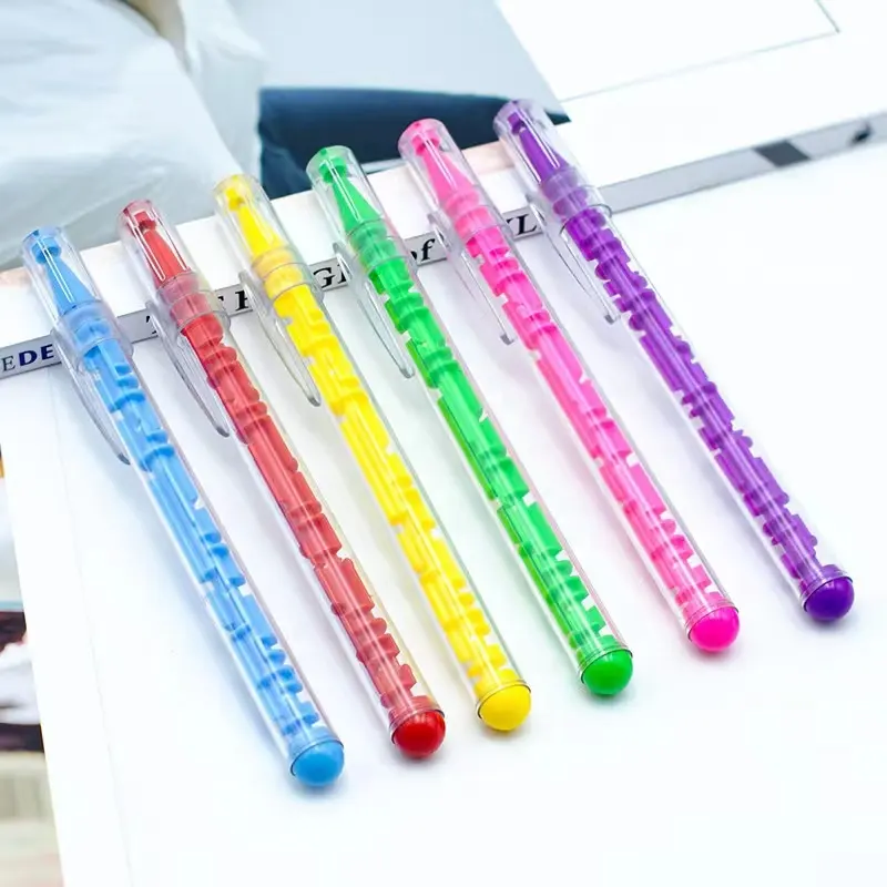 IDO Toy Promotion Pens Novelty Puzzle Labyrinth Game Custom Logo Plastic Funny Maze Ball Pen For Child