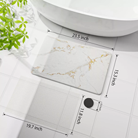 Tapis de bain antidérapant à séchage rapide en pierre de diatomite naturelle, motif imprimé, couleur unie