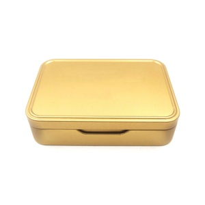 Boîte en métal doré personnalisée pour cosmétiques, poudre libre, crème pour le visage, bonbons, menthe et cigarettes - Forme rectangulaire, recyclable - Product Image 3