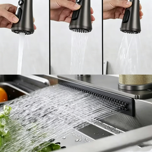 <span class=keywords><strong>Évier</strong></span> de <span class=keywords><strong>cuisine</strong></span> en acier inoxydable Nano PVD, poste de travail à cuve unique, montage en surface, avec robinet cascade LED et douchette extractible pour <span class=keywords><strong>cuisine</strong></span> moderne - Product Image 4