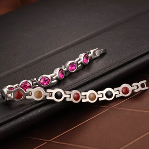 Bracelets magnétiques élégants de thérapie magnétique en acier inoxydable 316 Bracelets magnétiques de tennis infrarouges à ions négatifs en germanium 4 en 1 - Product Image 6