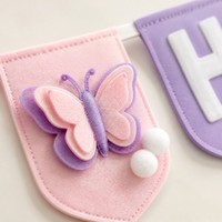 Bannière rectangulaire pliable en feutre motif macaron pastel Joyeux Anniversaire, Décoration de fête arc-en-ciel, Guirlande de fanions pour la première fille