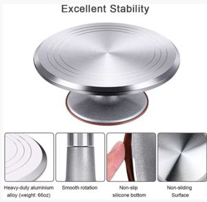 Hot <span class=keywords><strong>Cheap</strong></span> 22PCs Soporte de plato giratorio de aluminio Kit de decoración de pasteles para hornear con plato giratorio de pastel de aleación de aluminio de 12 pulgadas - Product Image 2