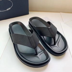 Black Solid Color Textile Upper EVA Outsole Anti-Slippery men's Flip-Flops <b>slipper</b> Open Toe Classic luxury designer <b>Slippers</b> - Product Image 2