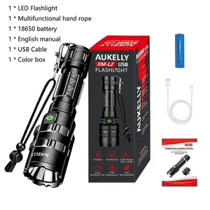 Zumlanabilir Led stroboskop el feneri taktik tip-c T6 2000LM Led lamba ışığı 18650 Torch şarj edilebilir şok el feneri