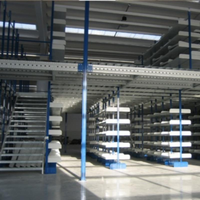 Étagères de mezzanine multi-niveaux pour atelier de fabrication de chariots à charrettes et de conteneurs, avec cadre de support indépendant pour passage d'escaliers séparé