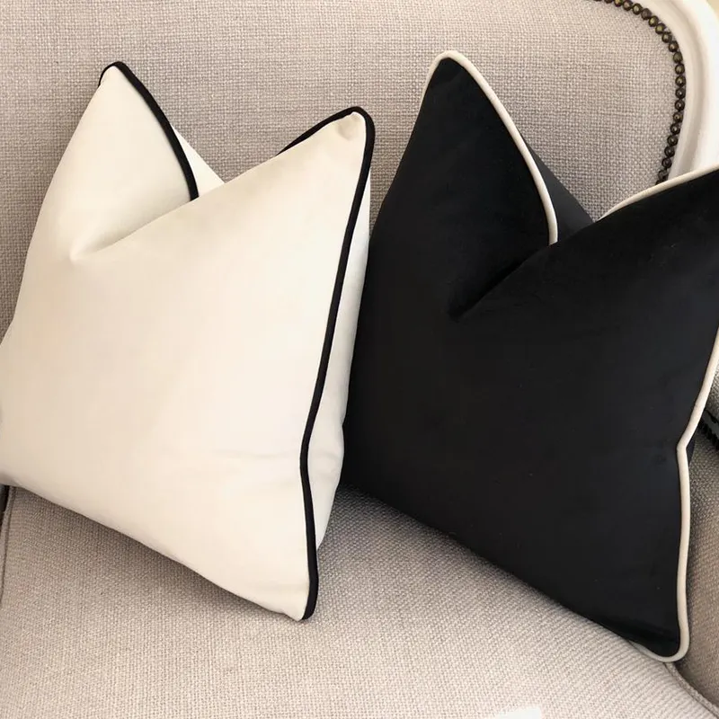 UL31a Off White Stripe Line Velvet Style Cushion Cover/Pillow Case *Custom Size*
