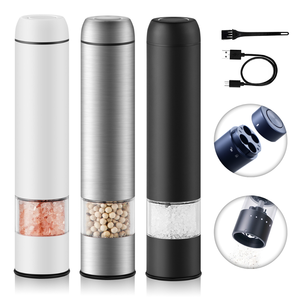 USB Rechargeable Automatic Salt and <b>Pepper</b> Set with Adjustable Coarseness and LED Light for Modern Kitchen - Product Image 1