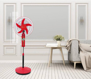 Ventilador de pie solar y LED clásico de 16 \ ", 12V CC, recargable con control remoto para uso doméstico en exteriores, oficina, Material plástico - Product Image 3