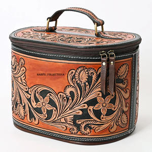 Bolso de mano de cuero repujado para mujer con cierre de cremallera, diseño floral, para uso diurno, de noche, en viajes y eventos festivos - Product Image 2