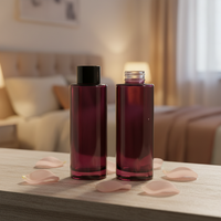 Fuyun 100ml Flacon en verre à épaulement plat Bouchon à vis noir pour les soins de la peau Lotion Savon liquide Papier toilette Cylindre de petite quantité