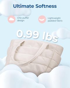 Borsa Tote imbottita leggera con chiusura a cerniera trapuntata da donna per accessori estivi da viaggio <span class=keywords><strong>o</strong></span> da lavoro con scomparti - Product Image 3