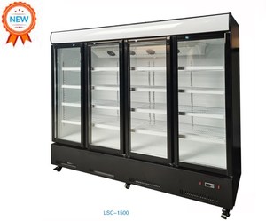 Refrigerador de bebidas de supermercado Refrigerador de bebidas frías de exhibición comercial de 4 puertas - Product Image 2