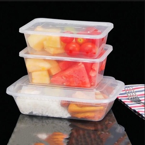 Clear 750ml rectangular disposable fruit deli food packaging container microwavable PP lunch boxes takeout bento boxes