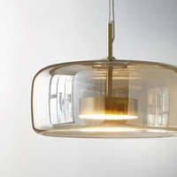 Luminaire suspendu carré en verre ambré nordique personnalisé, LED moderne, dôme en métal, pour salle à manger, îlot de cuisine, éclairage intérieur