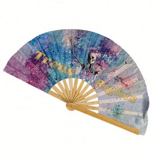 Chinese Customized Printing Portable Bamboo Hand Held Folding Fan Kung Fu Clack Fan for Party - Product Image 1