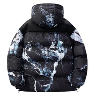 Veste en coton à col montant et à capuche pour homme, imprimé, coupe ample, manteau rembourré chaud d'hiver, streetwear décontracté, pull-over