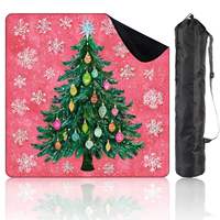 Tapis de table Mahjong américain matelassé multicolore à motif floral et arbre de Noël, style patchwork sur fond rouge, avec bordure multicouche, pour Noël