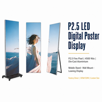 Affichage numérique LED P2.5 à pas fin, ultra haute luminosité, support mural mobile pour vitrine de magasin et commerce de détail
