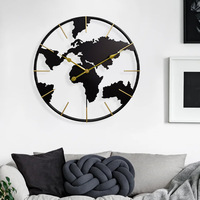 Horloge murale en quartz avec globe terrestre de 60 cm, carte du monde, en fer, design Art Déco, pour bureau, chambre et salon