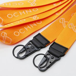 Custom Logo Heavy Duty Nylon Jacquard Lanyards Event Staff Woven Strap Leather Head Corporate Gift Keychain Lanyard - Product Image 2