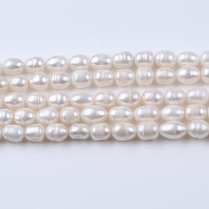 8-9mm Rice Beads Natural <b>Freshwater</b> White Pink Colored <b>Pearls</b> Loose Beads for DIY Necklace <b>Bracelet</b> Material - Product Image 4