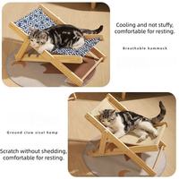 Verstellbare Sisal-Katzenkratzliege im Canvas-Strandstuhl-Design zum Krallenwetzen, Indoor-Katzenbett
