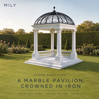 MILY Gazebo de luxe rectangulaire en marbre blanc, style romain, pour extérieur, maison, jardin, parc, hôtel, cour