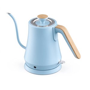 Bouilloire à café à verser bleu clair 1,0 L avec poignée style bois et corps en acier inoxydable pour la préparation du thé - Product Image 2