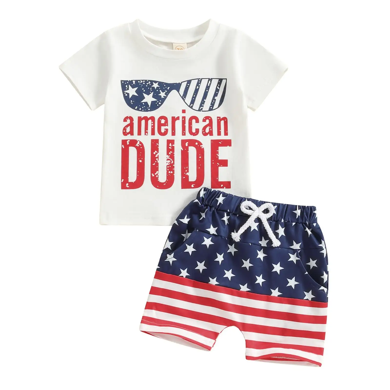 Conjunto de camisas Element para o Dia da Independência, roupa de verão para bebês recém-nascidos e crianças, shorts, 2 peças