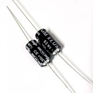 Condensateur électrolytique axial polaire <span class=keywords><strong>ELUM</strong></span> 50v /63v 63v100uf 8X16mm - Product Image 1