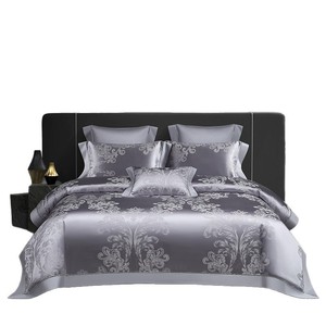 Luxury Jacquard Sheen <b>Silk</b> Satin Bedding Set 4 Pcs <b>Sheet</b> Style All Seasons Breathable Home Use - Product Image 5