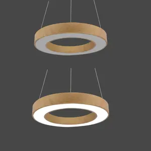 Luces colgantes de madera LED redondas de diseño simple a precio de fábrica para decoración interior
