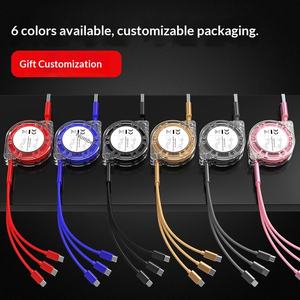 Cable de Datos Telescópico Pequeño para Regalo, Tres en Uno, con Revestimiento de TPE, Carga Rápida de 2A, 1 Metro, Mini Portátil con Múltiples Cabezas - Product Image 2