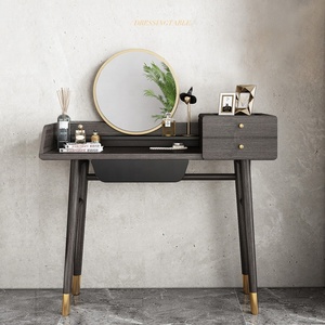 European Style Luxury Modern Storage <strong>Black</strong> Simple <strong>Vanity</strong> Mirror Set Dressing <strong>Table</strong> - Product Image 2